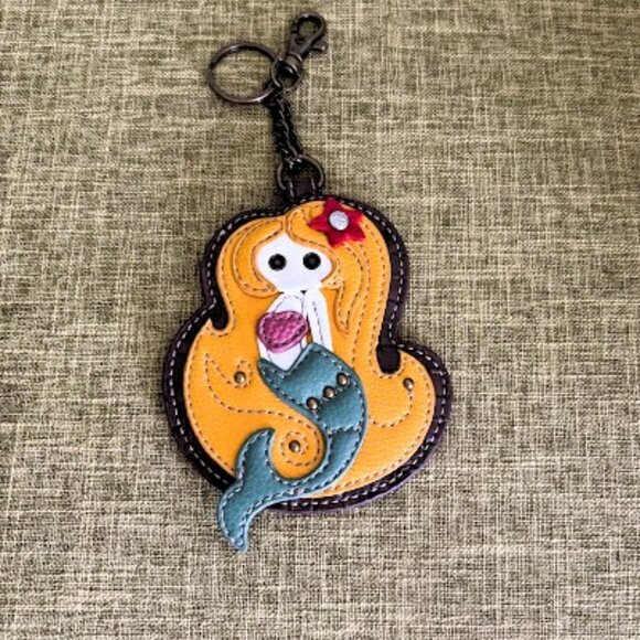 Chala Mystical Mermaid Key Chain Coin Purse Leather Bag Fob Charm New - Picture 1 of 4